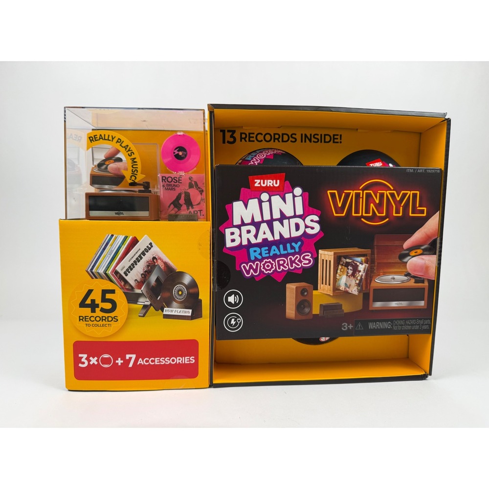 Zuru Mini Brands Really Works Vinyl Player Bundle 13 Mini Records - HTF Sealed!